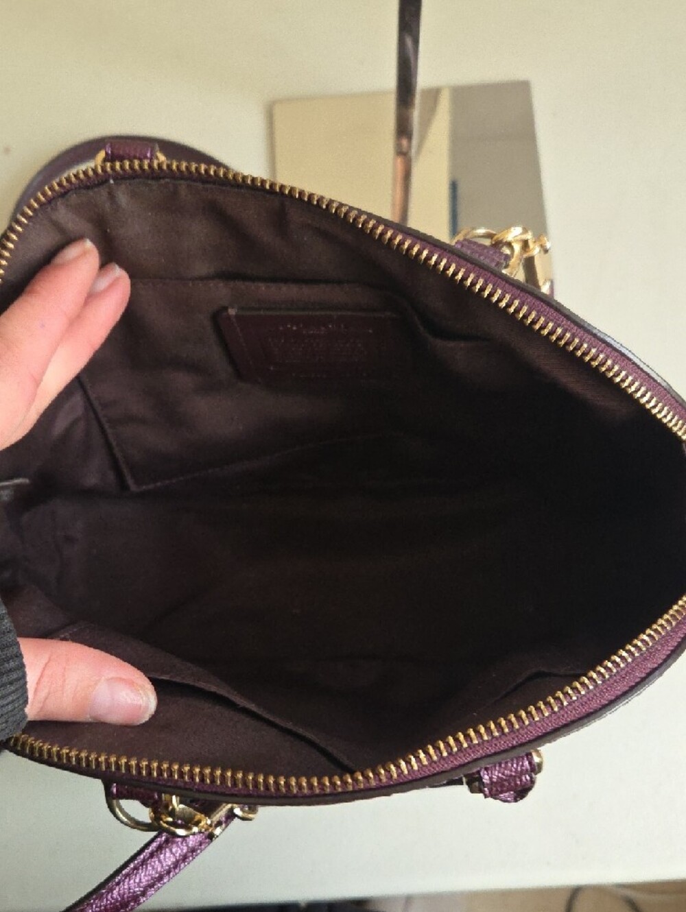 Coach Purple Dome Satchel with Gold Hardware - Picture 6 of 8